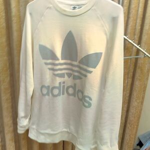 Adidas Cream Sweatshirt with Light Blue Trefoil